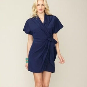 Calypso St. Barth Navy Wrap Mini Dress